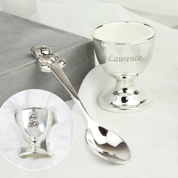 Personalised Silver Plated Egg Cup & Spoon