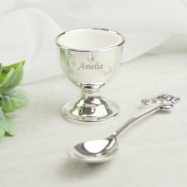 Personalised Silver Plated Egg Cup & Spoon