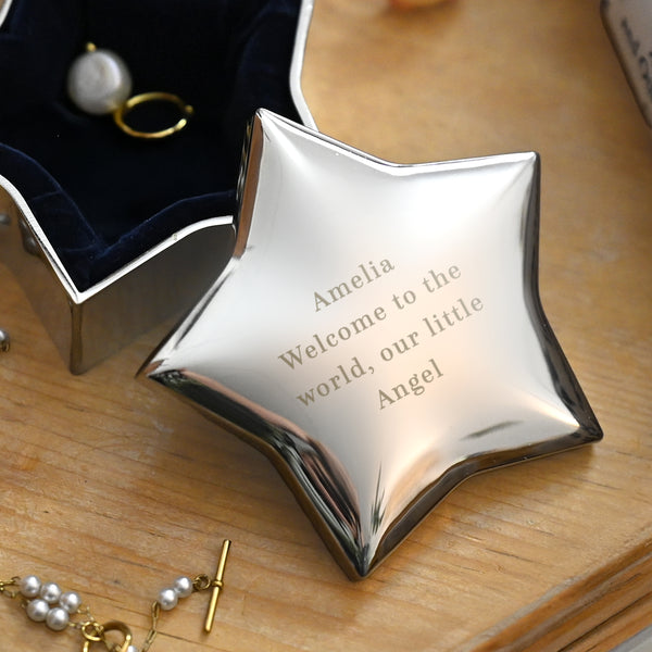 Personalised Engraved Star Nickel Plated Trinket Box