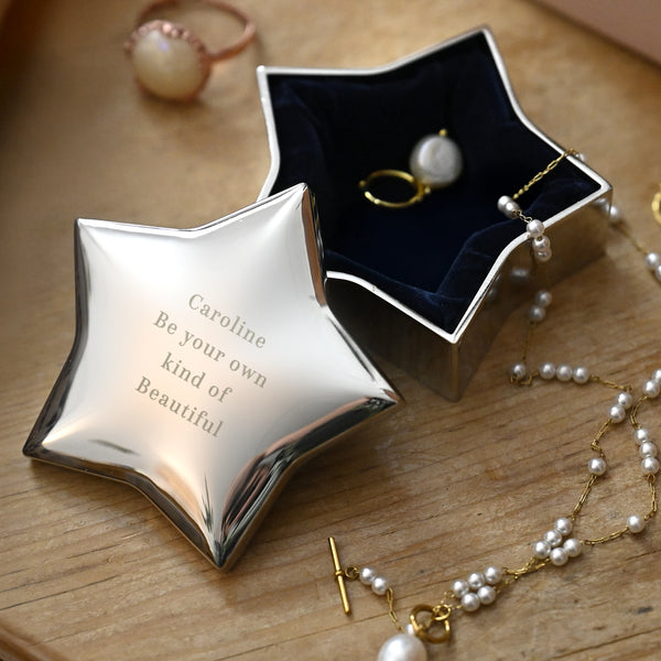 Personalised Engraved Star Nickel Plated Trinket Box