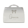 Personalised Bow Handbag Nickel Plated Compact Mirror