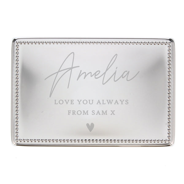 Personalised Name and Message Nickel Plated Rectangular Jewellery Box
