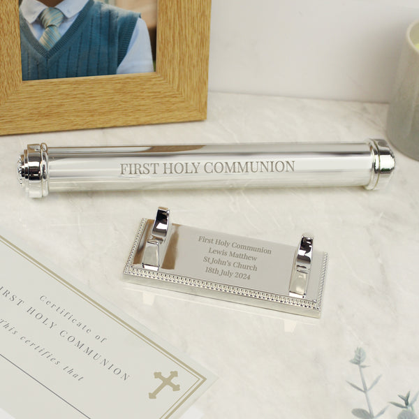 Personalised Free Text Silver Plated Certificate Holder