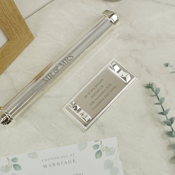 Personalised Free Text Silver Plated Certificate Holder