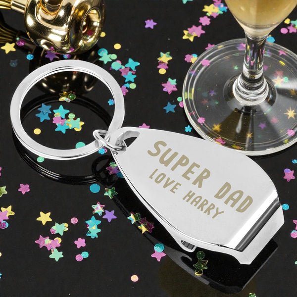 Personalised Super Dad Bottle Opener Keyring