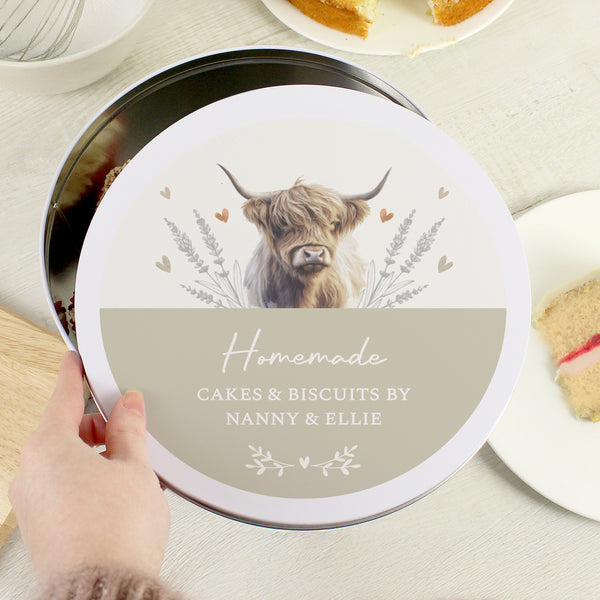 Personalised Highland Cow Cake Tin
