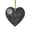 Personalised Moon and Back Slate Heart Hanging Decoration