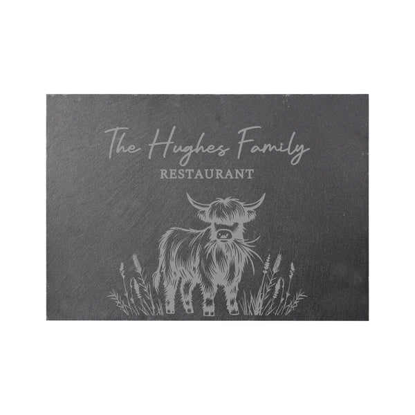 Personalised Highland Cow Slate Placemat
