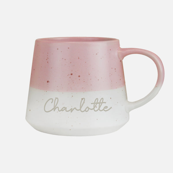 Personalised Name Pink Speckled Ceramic Mug