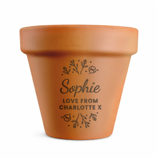Personalised Floral Terracotta Plant Pot