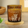 Personalised Engraved Highland Cow Amber Glass Wax Candle