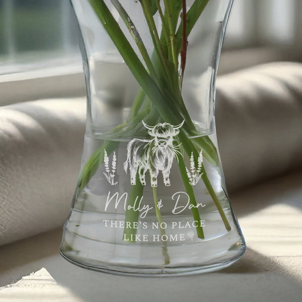 Personalised Highland Cow Waisted Vase