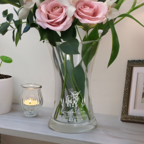 Personalised Highland Cow Waisted Vase