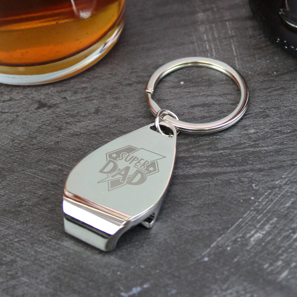 Personalised Super Dad Pint Glass & Bottle Opener