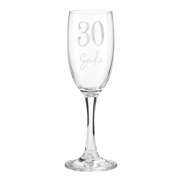 Personalised Big Age & Name Flute Glass