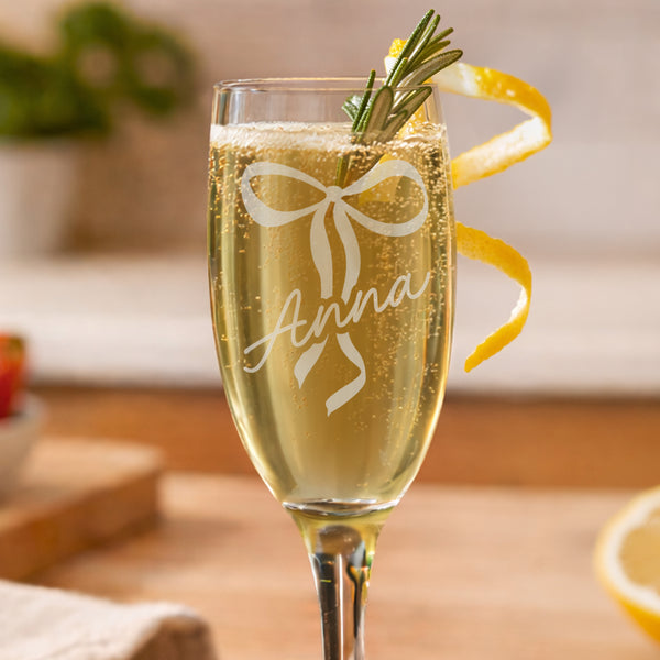 Personalised Bow Flute Glass