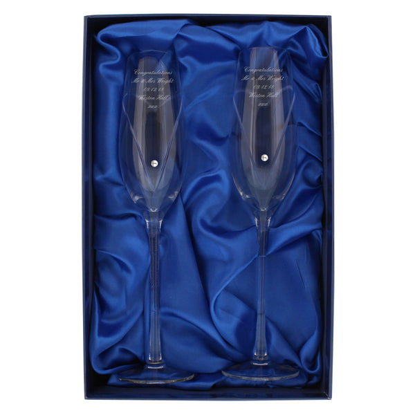 Personalised Hand Cut Heart Pair of Flutes with Gift Box