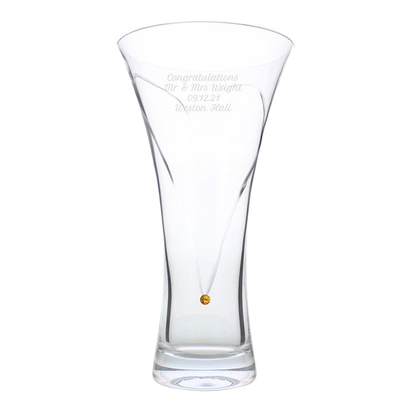 Personalised Large Hand Cut Gold Diamond Effect Heart Vase