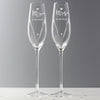 Personalised Hand Cut Mr & Mrs Pair of Flutes in Gift Box