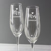 Personalised Hand Cut Mr & Mrs Pair of Flutes in Gift Box