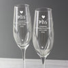 Personalised Hand Cut Heart Celebration Pair of Flutes with Gift Box