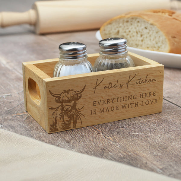 Personalised Highland Cow Mini Wooden Storage Crate