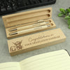 Personalised Highland Cow Wooden Pen & Pencil Set