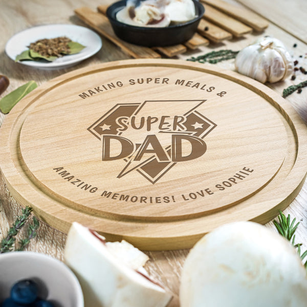 Personalised Super Dad Wooden Chopping Board