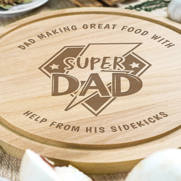 Personalised Super Dad Wooden Chopping Board