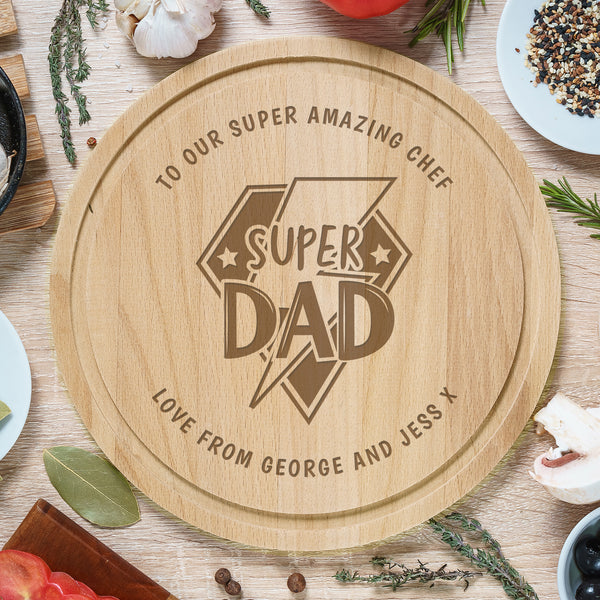Personalised Super Dad Wooden Chopping Board