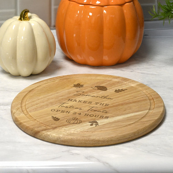 Personalised Autumn Halloween Wooden Chopping Board