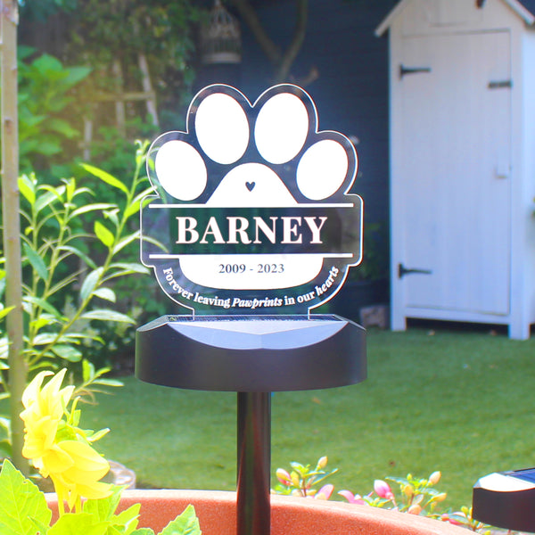 Personalised Pet Memorial Outdoor Solar LED Light