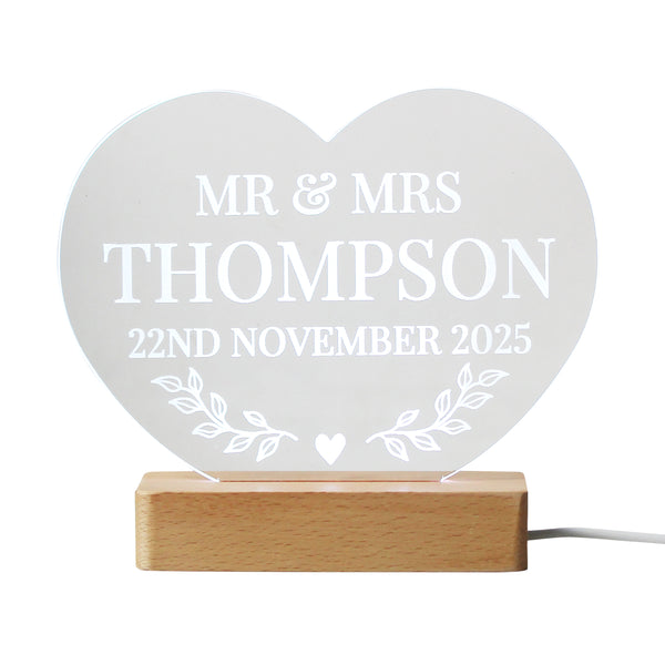 Personalised Wedding Heart LED Light