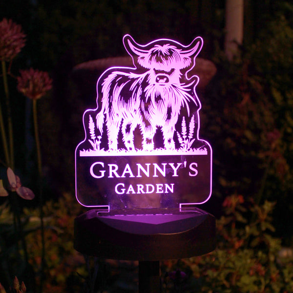 Personalised Highland Cow Garden Solar Light