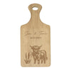 Personalised Highland Cow Paddle Wooden Chopping Board