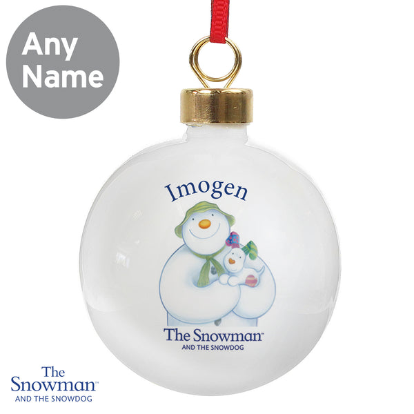 Personalised The Snowman and the Snowdog Bauble Hanging Decoration