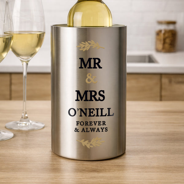 Personalised Couples Brushed Stainless Steel Wine Cooler