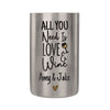 Personalised Love & Wine Brushed Stainless Steel Wine Cooler