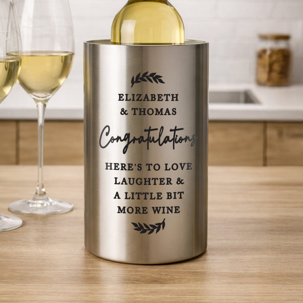 Personalised Free Text Brushed Stainless Steel Wine Cooler