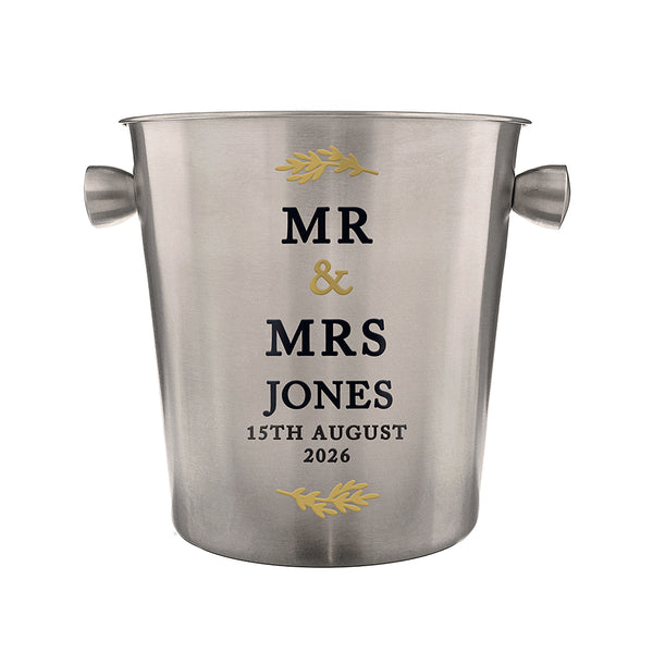 Personalised Couples Brushed Stainless Steel Ice Bucket