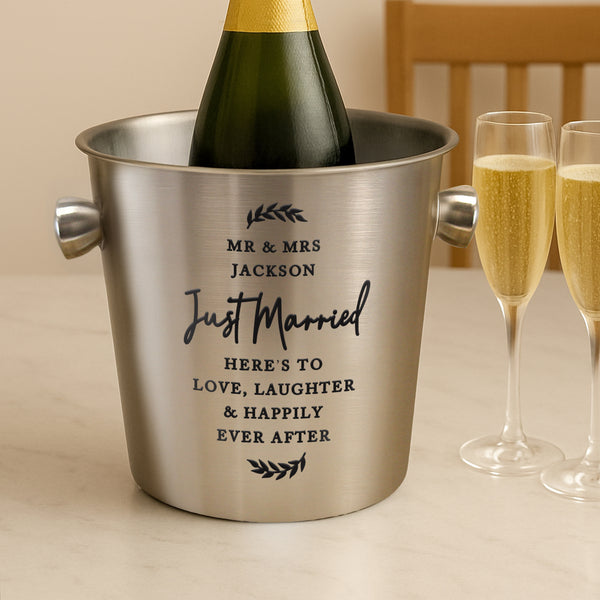 Personalised Free Text Brushed Stainless Steel Ice Bucket