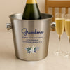 Personalised Blue Floral Brushed Stainless Steel Ice Bucket