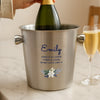 Personalised Blue Floral Brushed Stainless Steel Ice Bucket