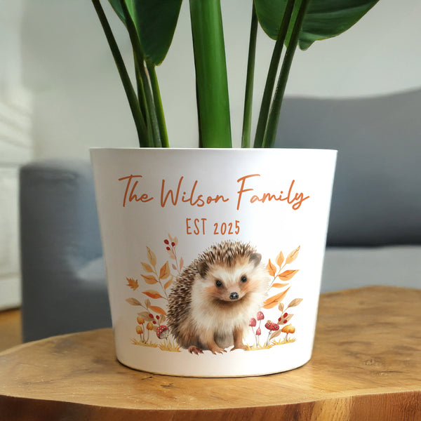 Personalised Hedgehog Large Autumn Ceramic Plant Pot