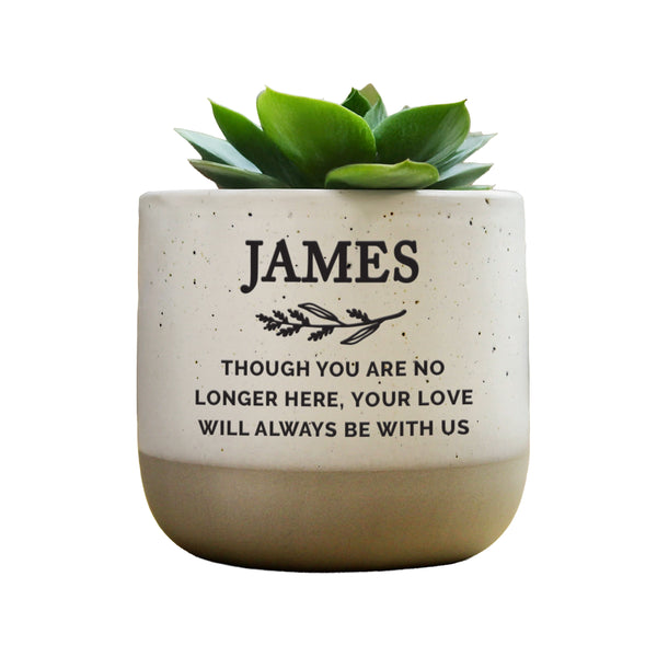 Personalised Memorial Flecked Ceramic Indoor Plant Pot