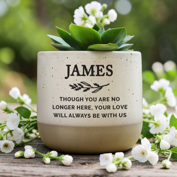 Personalised Memorial Flecked Ceramic Indoor Plant Pot