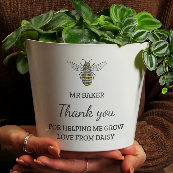 Personalised Bee Large Ceramic Plant Pot