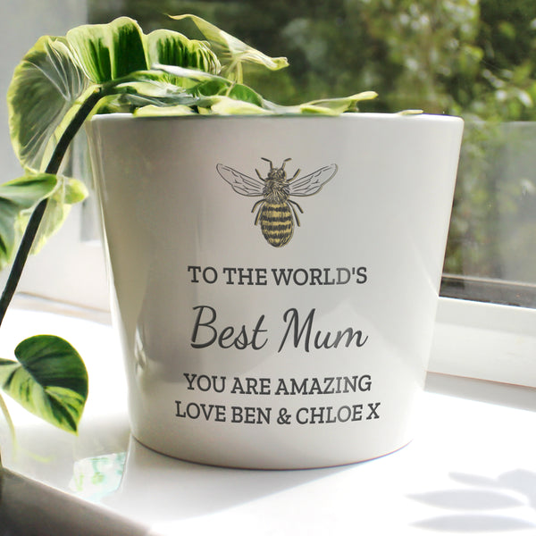 Personalised Bee Large Ceramic Plant Pot