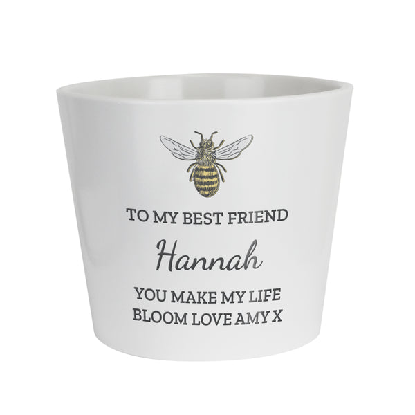 Personalised Bee Large Ceramic Plant Pot
