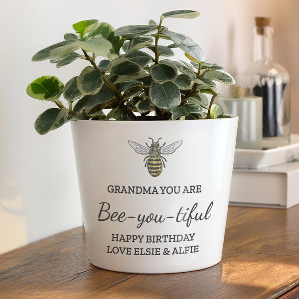 Personalised Bee Large Ceramic Plant Pot
